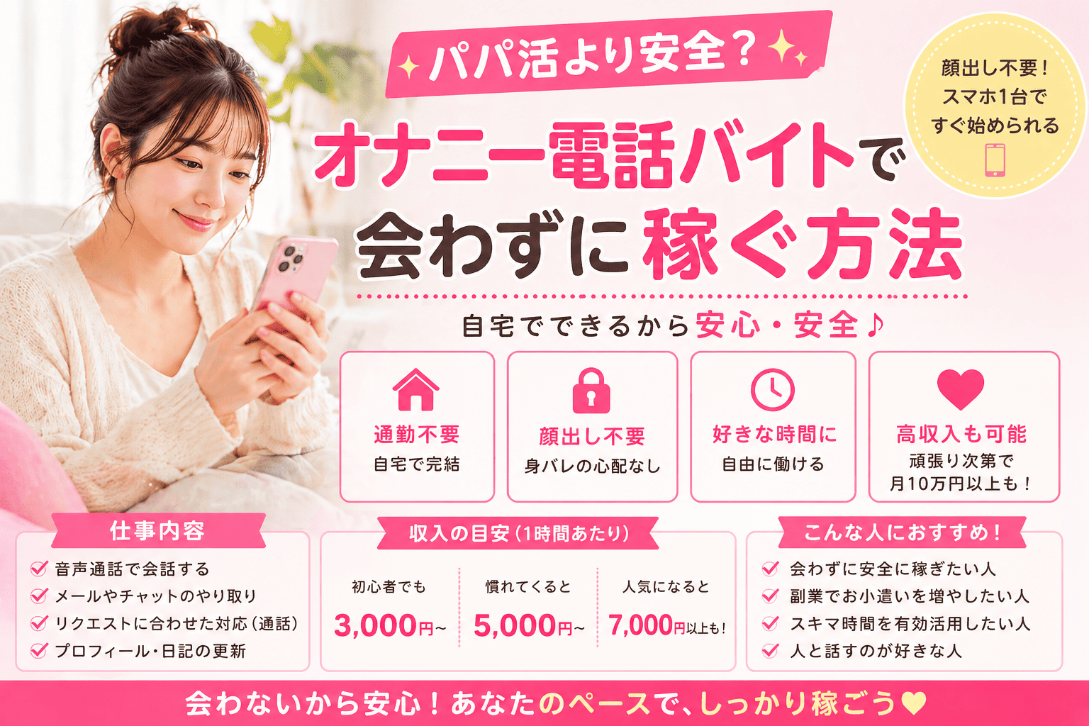 【パパ活より安全？】オナニー電話バイトで会わずに稼ぐ方法